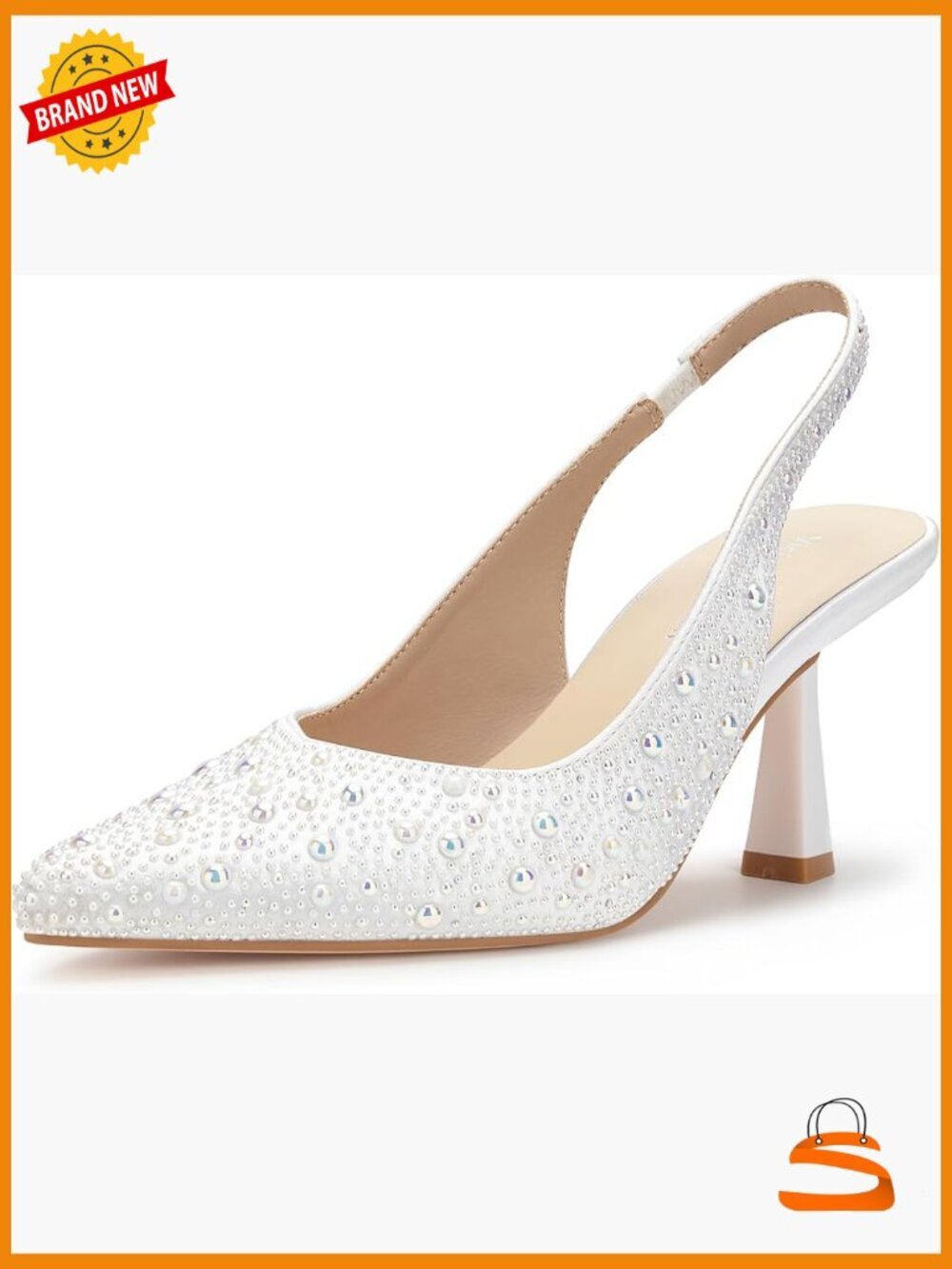 Embellished Bridal Kitten Heel Slingback Pumps Wedding Shoes Ladies